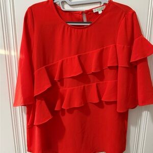 Jade Melody Tam red Scarlet Ruffle Blouse S